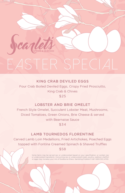 2024 Easter Special at Scarlet's Steaks & Seafood in Scarlet Pearl Casino in Diberville near Biloxi